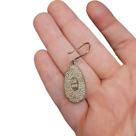 Iris SR Sterling Silver 925 Celestial Shimmer Opal Dangle Earrings - Picture 13 of 16